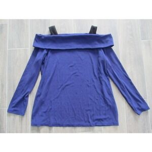 Chico's Cold-Shoulder Top Women's Size 3 Purple Acetate Blend‎ Preppy